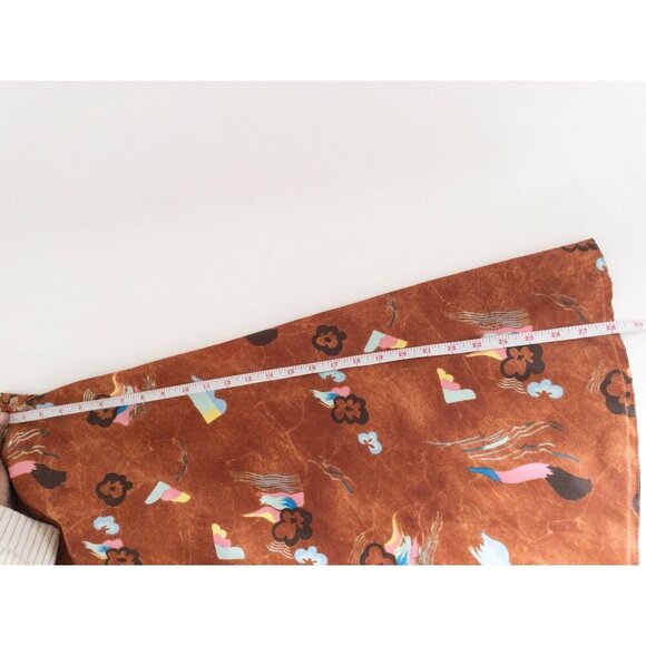 Vintage 1960s Jean Nicolas A-Line Midi Skirt Mod Abstract Print Size 40 Brown Mu - Picture 4 of 5